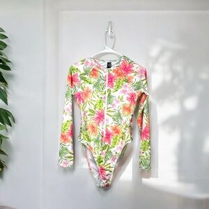 HURLEY Women’s Surf Floral With Zipper Swimsuit Size M